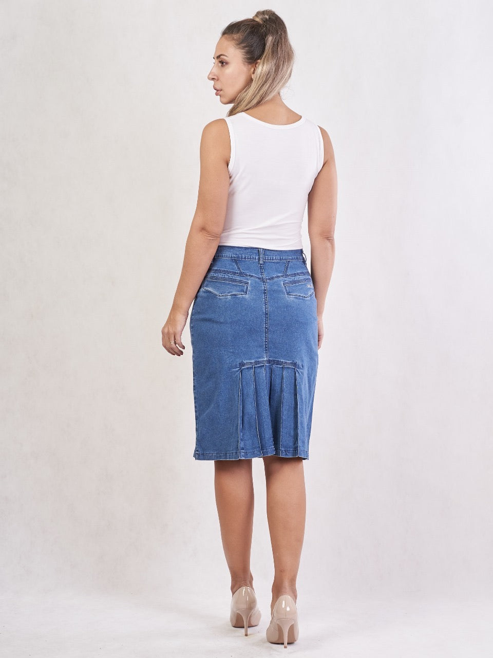 "NAKAD" Denim Skirt Flares Behind