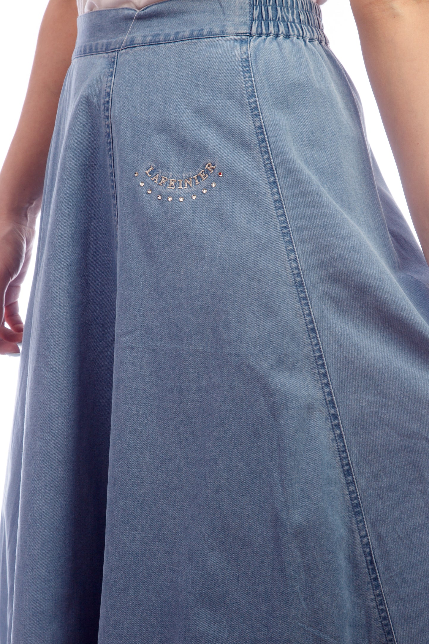 "Lafei-Nier" Long, Wide Denim Skirt with Flares