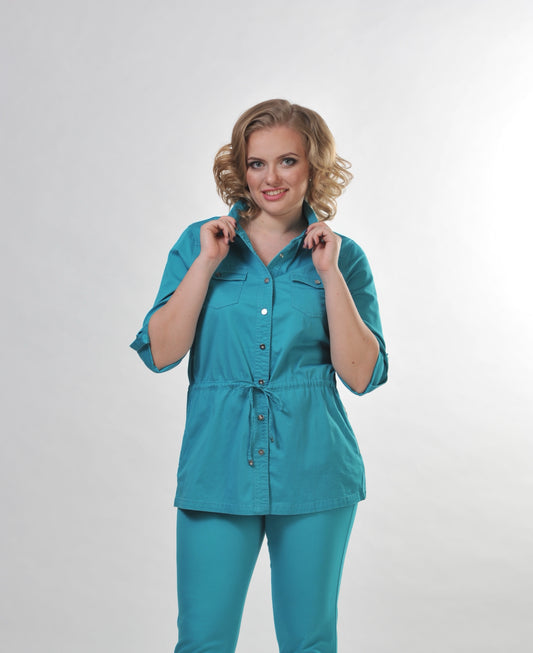 "Lafei-Nier" Denim Warm Button-Up Tie Tunic 7 Colors