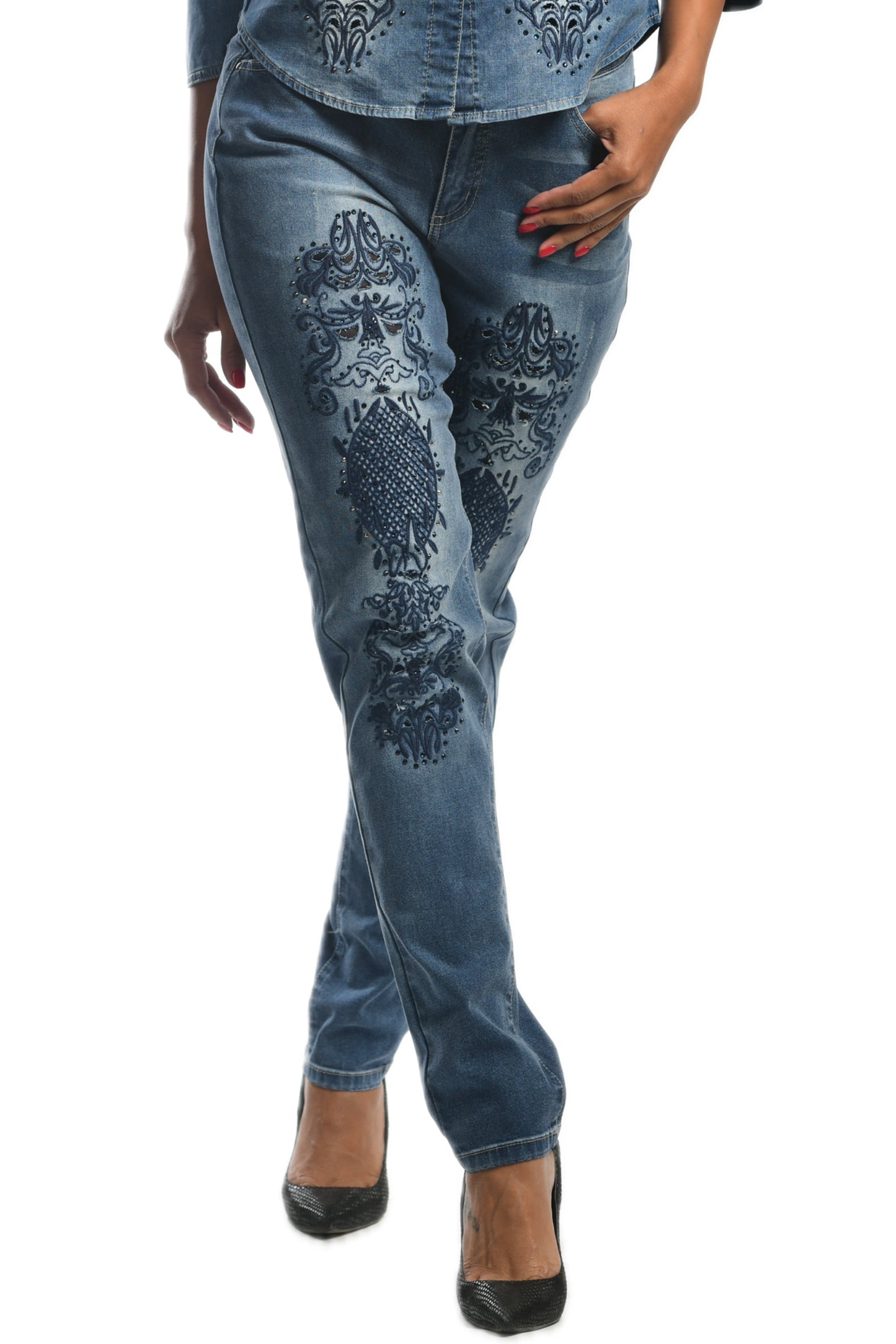 "Lafei-Nier" Skinny Jeans with Embroidery