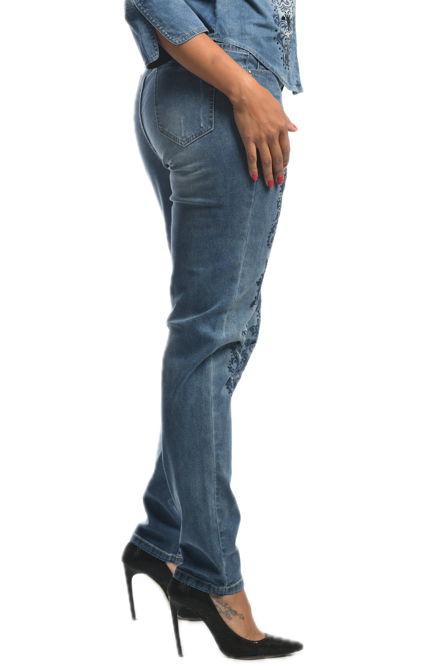 "Lafei-Nier" Skinny Jeans with Embroidery